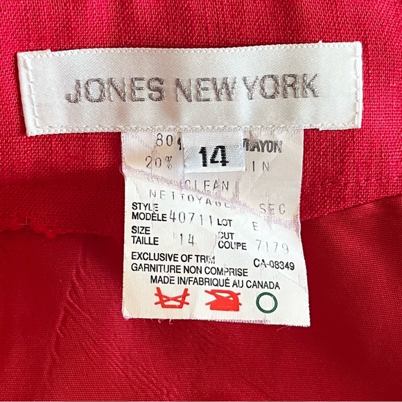 Jones New York Vintage Red Linen Blend Pencil Skirt Size 14 - Picture 9 of 11